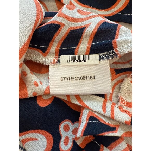 Tory Burch Womens Ruffle V Neck Sleeveless Top Size S Orange & Navy Paisley Prin - Picture 10 of 10